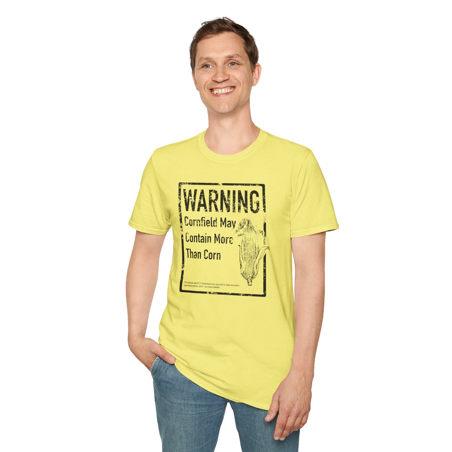 WARNING: Cornfield May Contain More Than Corn – Horror Clown T-Shirt