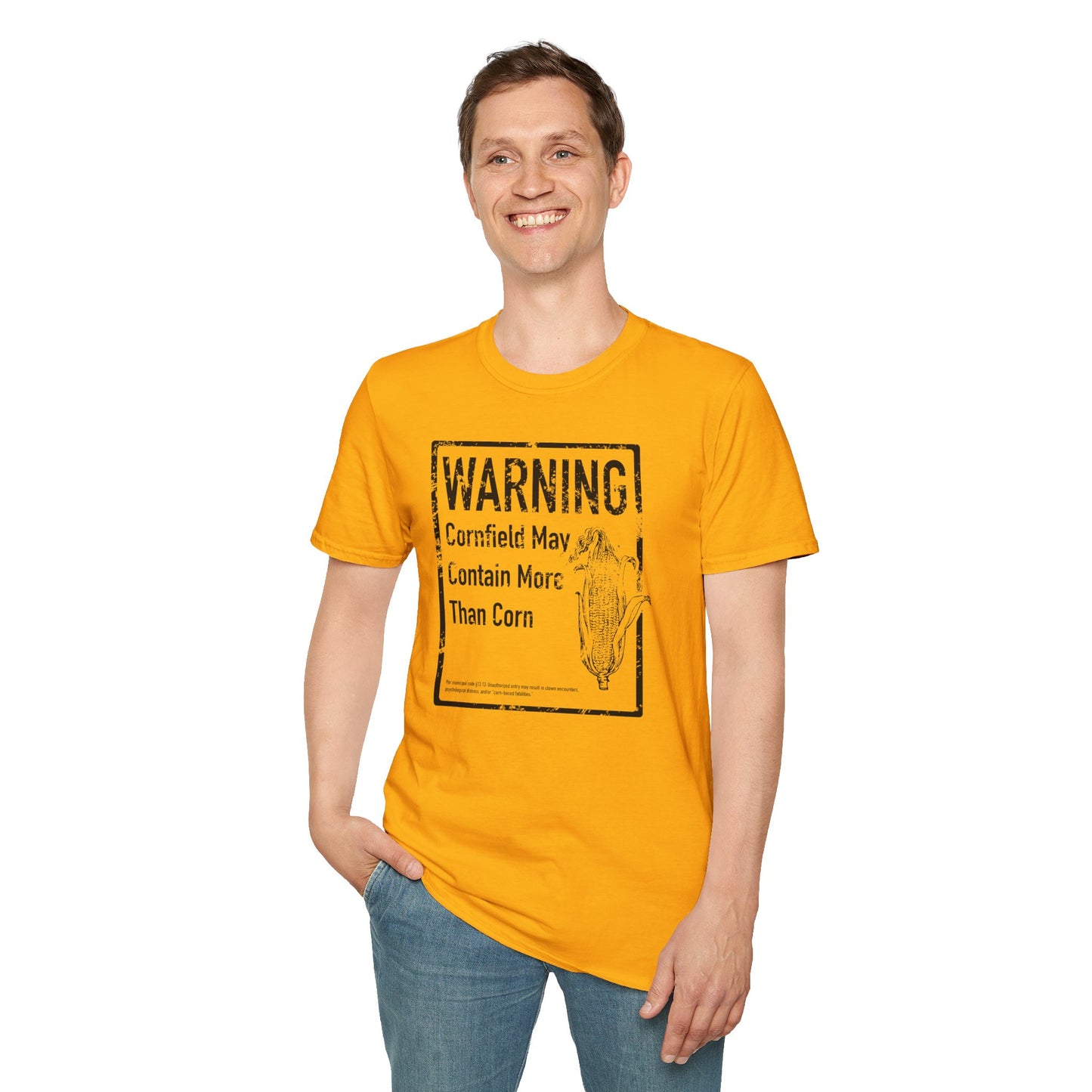 WARNING: Cornfield May Contain More Than Corn – Horror Clown T-Shirt