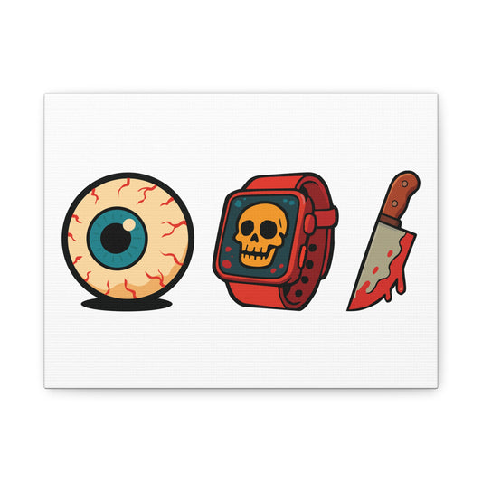 Eye Watch Horror Knife - Spooky Pop Art Canvas, Wall Art Decor, Halloween Decor, Unique Gifts, Eye Skull Design, Fun Home Decoration