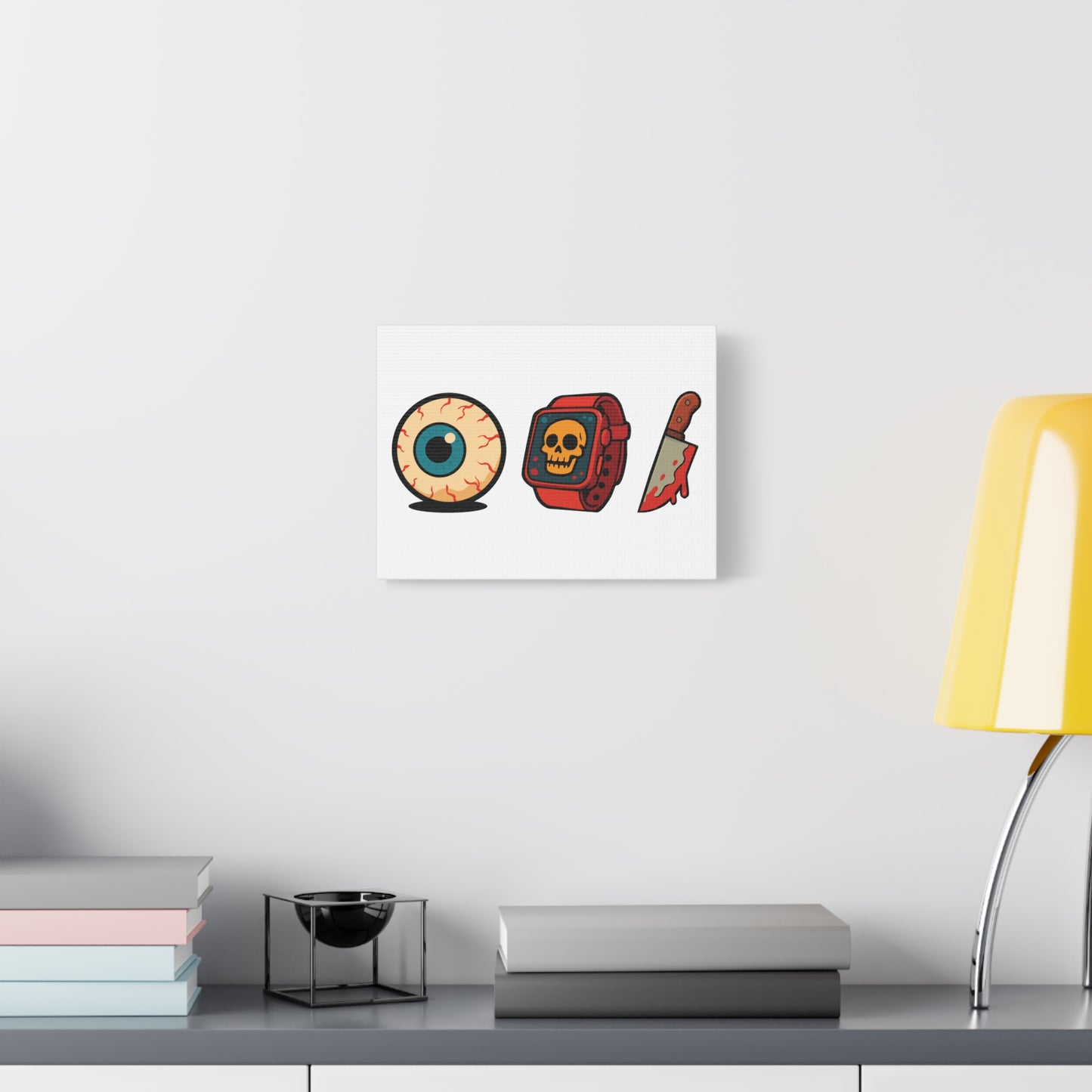 Eye Watch Horror Knife - Spooky Pop Art Canvas, Wall Art Decor, Halloween Decor, Unique Gifts, Eye Skull Design, Fun Home Decoration